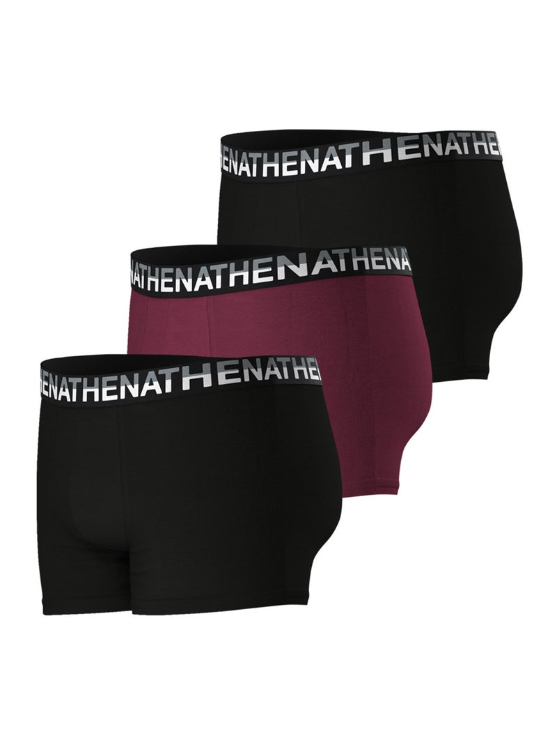 Lot de 3 boxers homme trio essentiel athena Noir Violet Noir - Kiabi