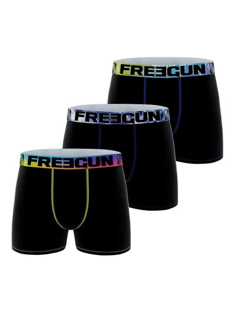 Lot de 3 boxers homme Uni Rainbow Freegun Noir - Kiabi