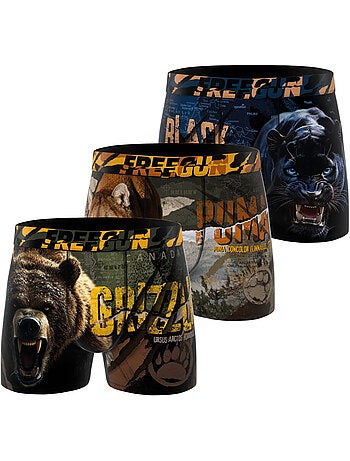 Lot de 3 boxers homme wild animals freegun
