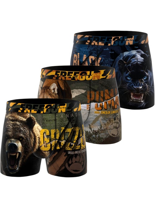 Lot de 3 boxers homme  wild animals freegun - Kiabi
