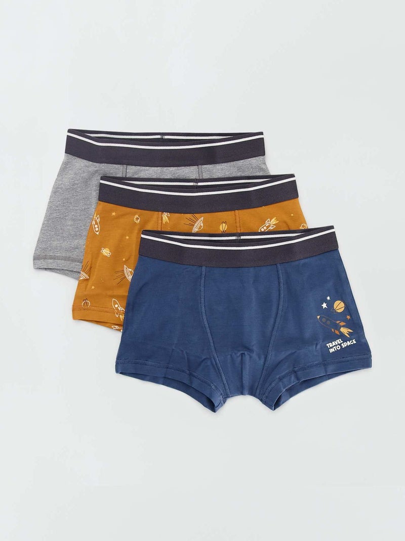 Lot de 3 boxers Jaune/Gris/Bleu - Kiabi