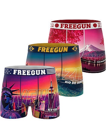 Lot de 3 boxers junior collection world painting freegun
