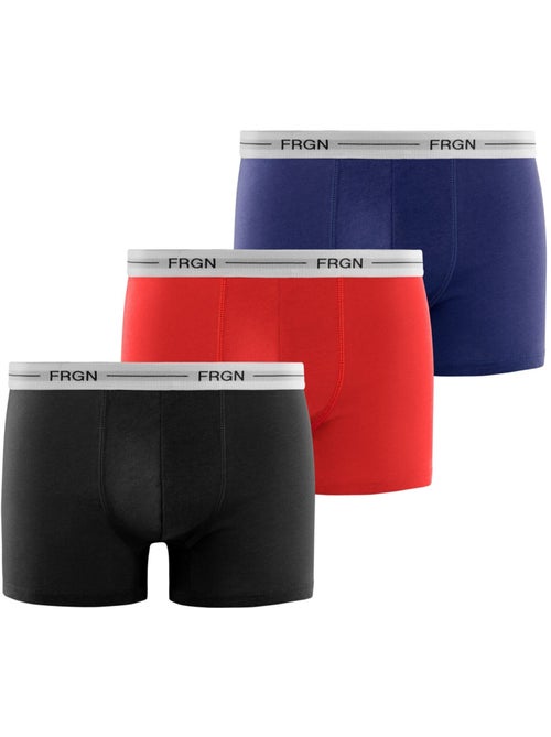 Lot de 3 boxers junior en coton colorés ceinture blanches FRGN Freegun - Kiabi