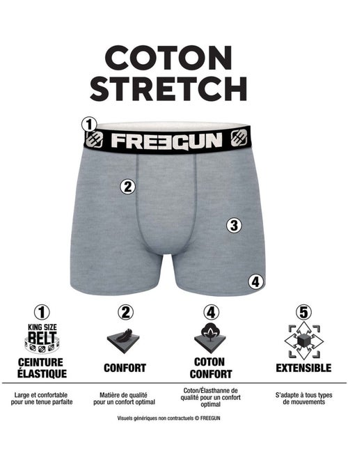 Lot de 3 boxers junior en coton colorés ceinture blanches FRGN Freegun - Kiabi