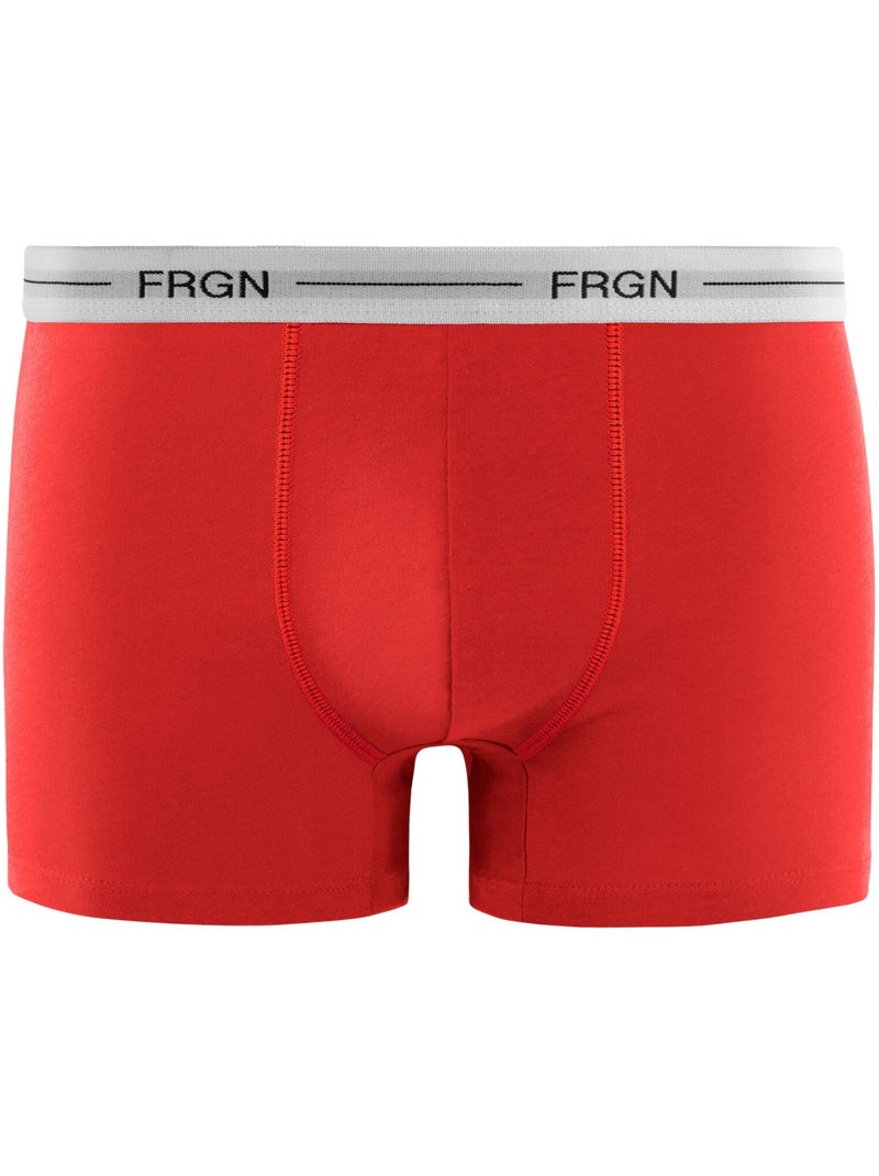 Lot de 3 boxers junior en coton colorés ceinture blanches FRGN Freegun Rouge - Kiabi
