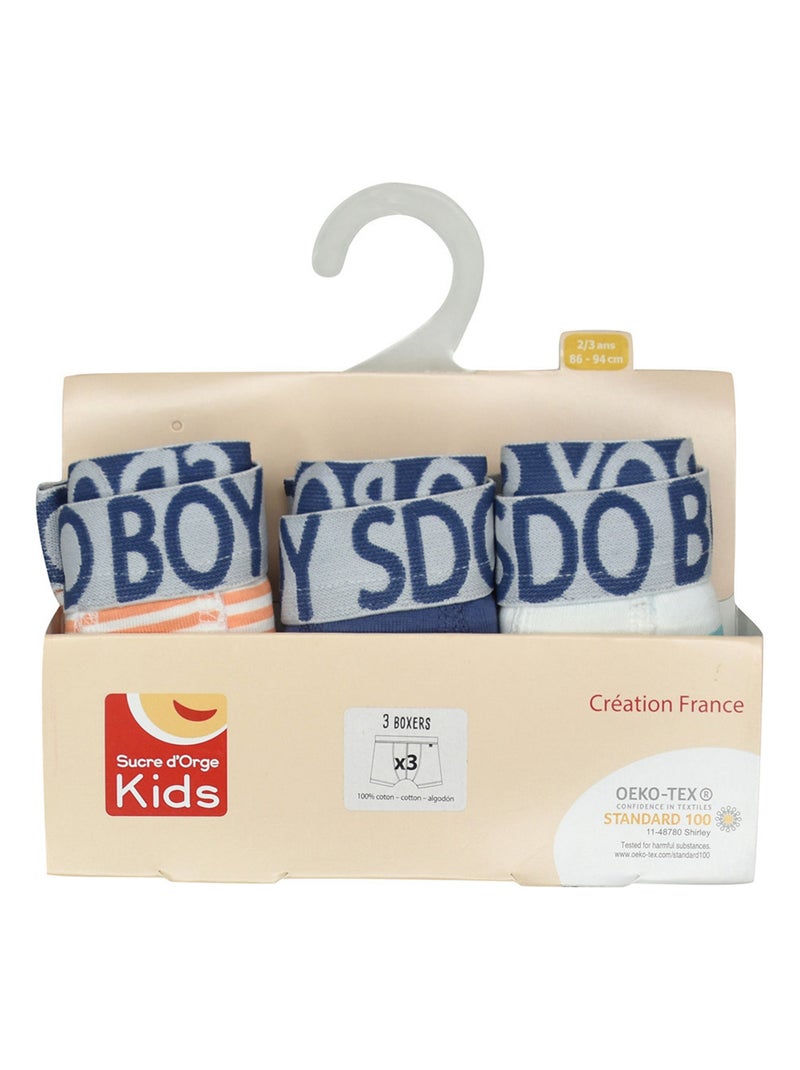 LOT DE 3 BOXERS LEONCIO ENFANT Blanc - Kiabi