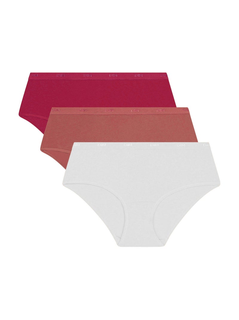 Lot de 3 Boxers Les Pockets Coton Rose framboise - Kiabi