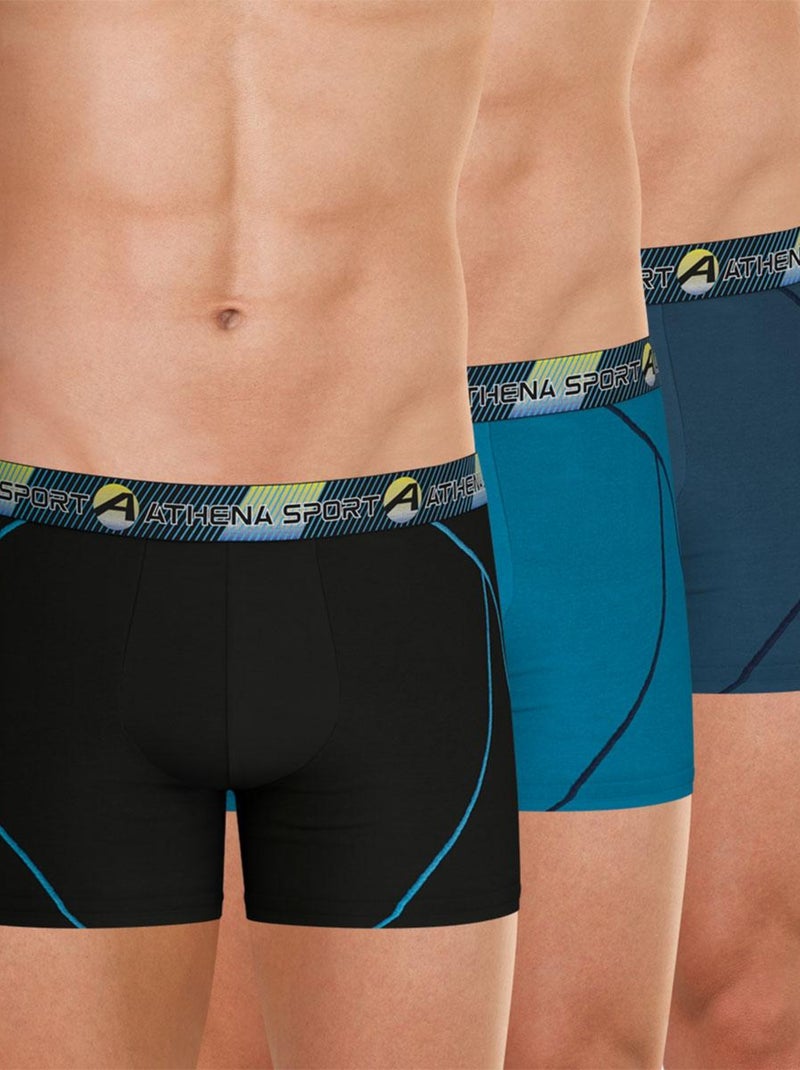 Lot de 3 boxers long homme Training Bleu azur - Kiabi