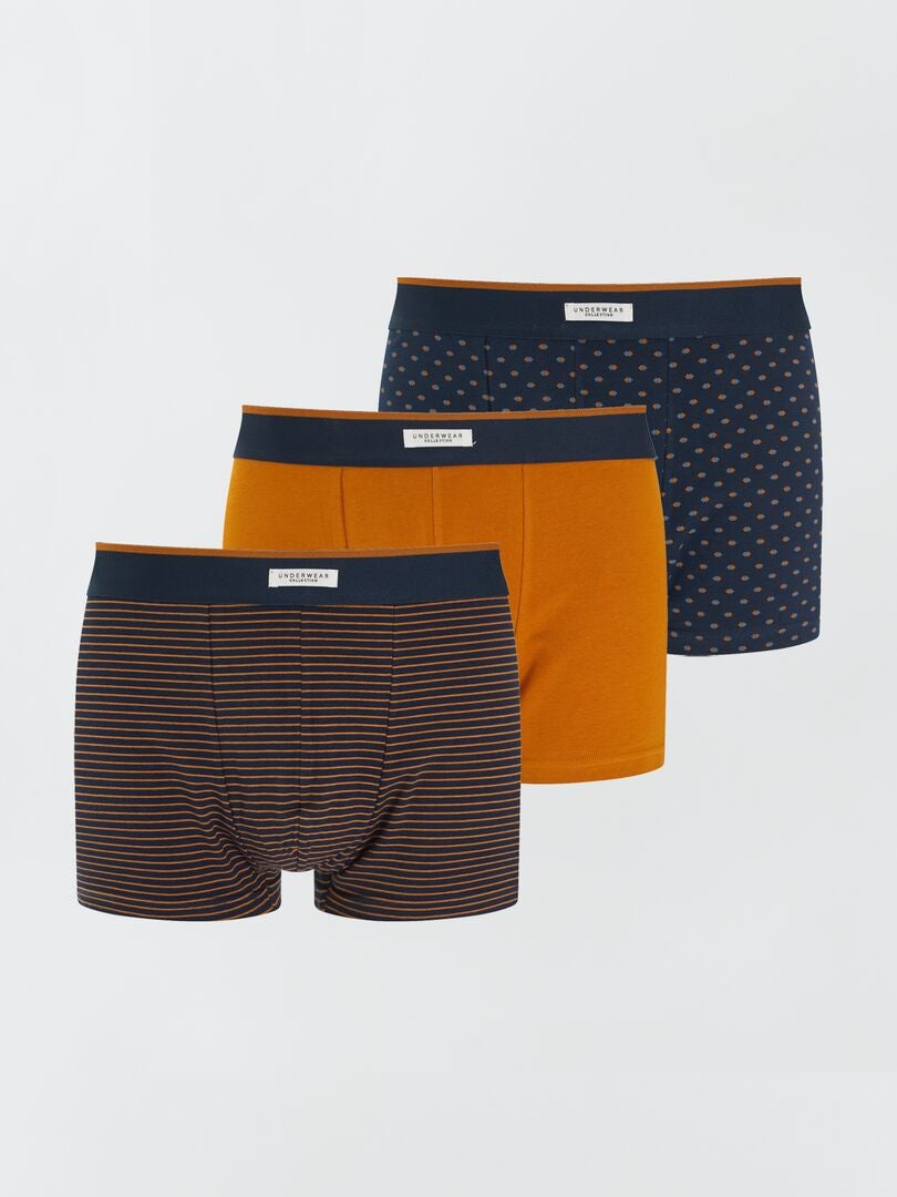 Lot de 3 boxers Moutarde/Marine - Kiabi