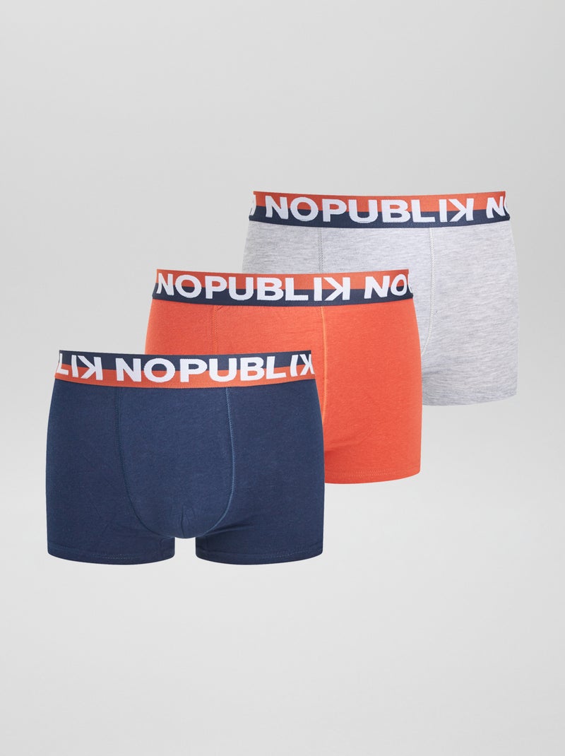 Lot de 3 boxers 'No Publik' Bleu marine - Kiabi