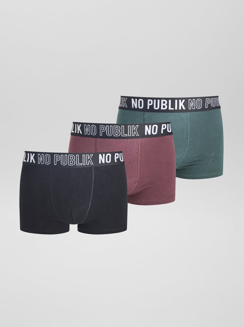 Lot de 3 boxers 'No Publik' Noir - Kiabi
