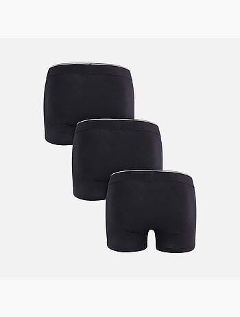 Lot de 3 Boxers noirs en coton unis avec ceinture élastiquée noire