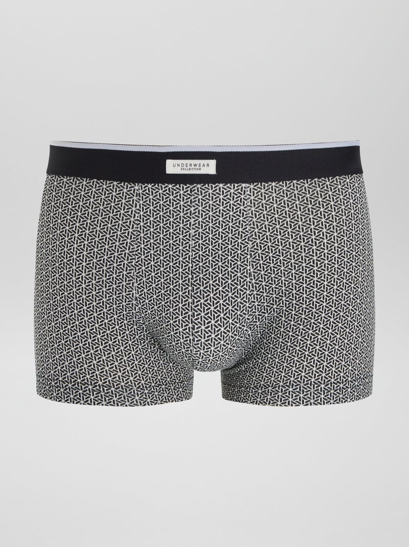 Lot de 3 boxers pour homme en maille fantaisie Blanc/noir - Kiabi