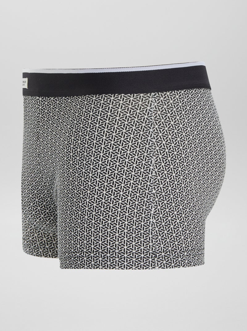 Lot de 3 boxers pour homme en maille fantaisie Blanc/noir - Kiabi