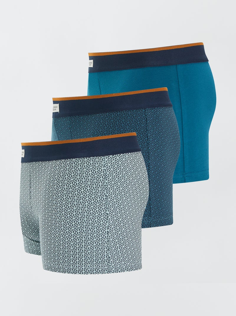 Lot de 3 boxers pour homme en maille fantaisie Kaki - Kiabi