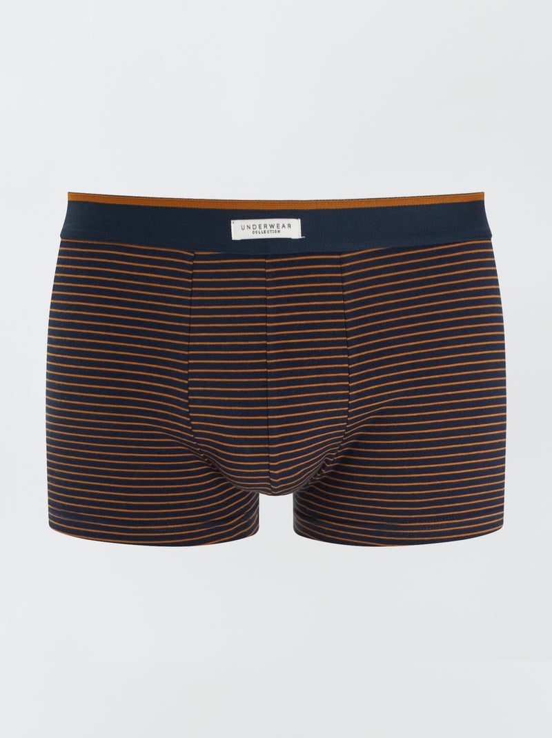 Lot de 3 boxers pour homme en maille fantaisie Moutarde/marine - Kiabi