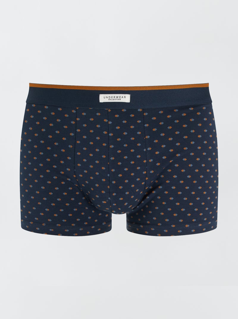 Lot de 3 boxers pour homme en maille fantaisie Moutarde/marine - Kiabi