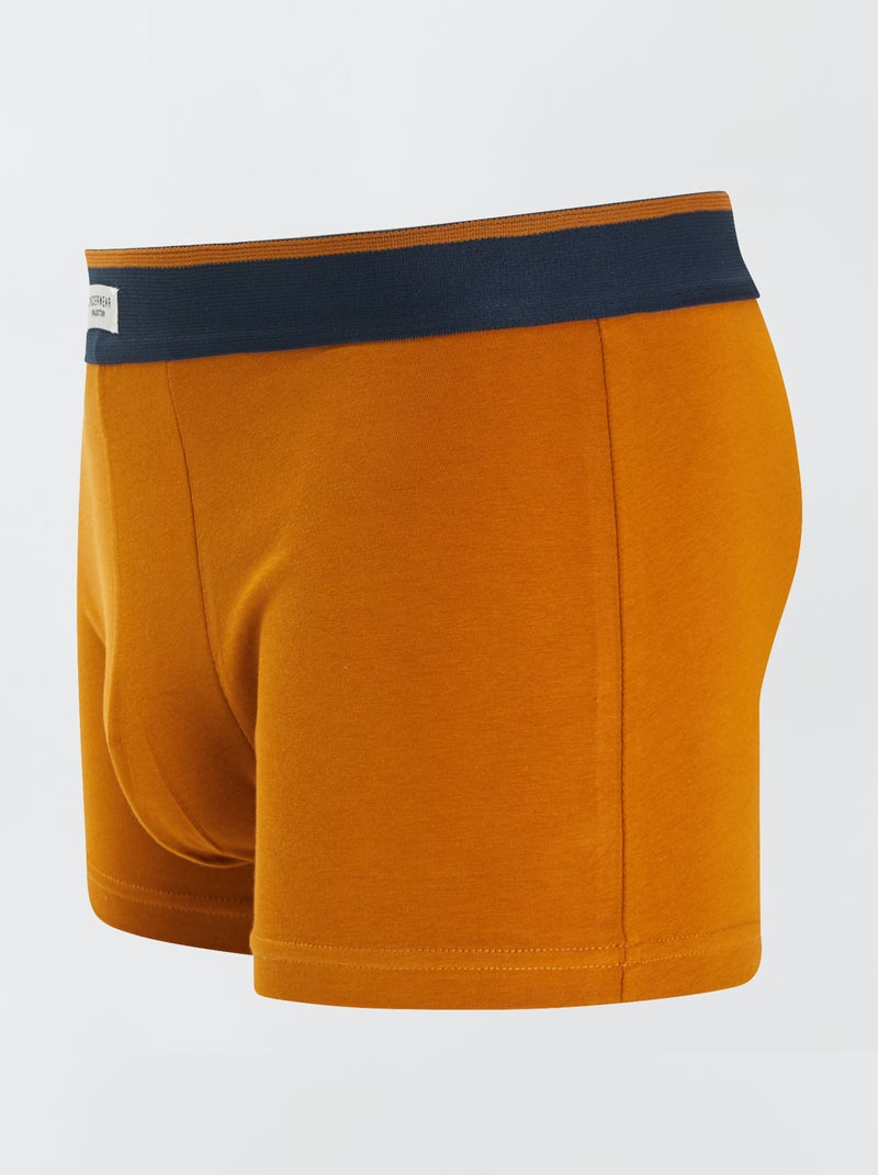 Lot de 3 boxers pour homme en maille fantaisie Moutarde/marine - Kiabi