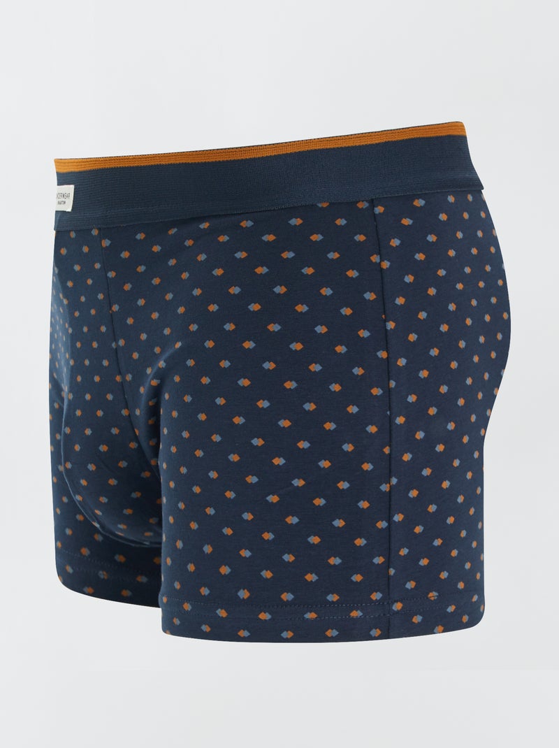Lot de 3 boxers pour homme en maille fantaisie Moutarde/marine - Kiabi