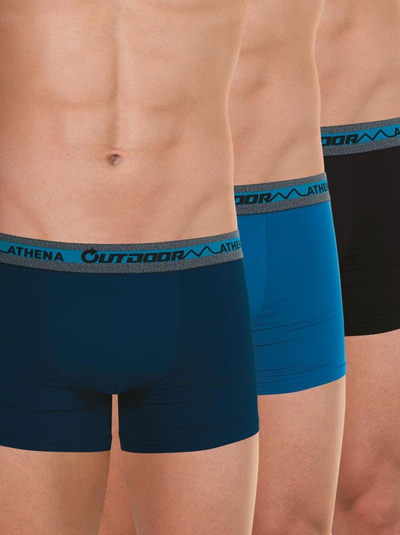 Lot de 3 boxers recyclé homme Outdoor Bleu marine - Kiabi