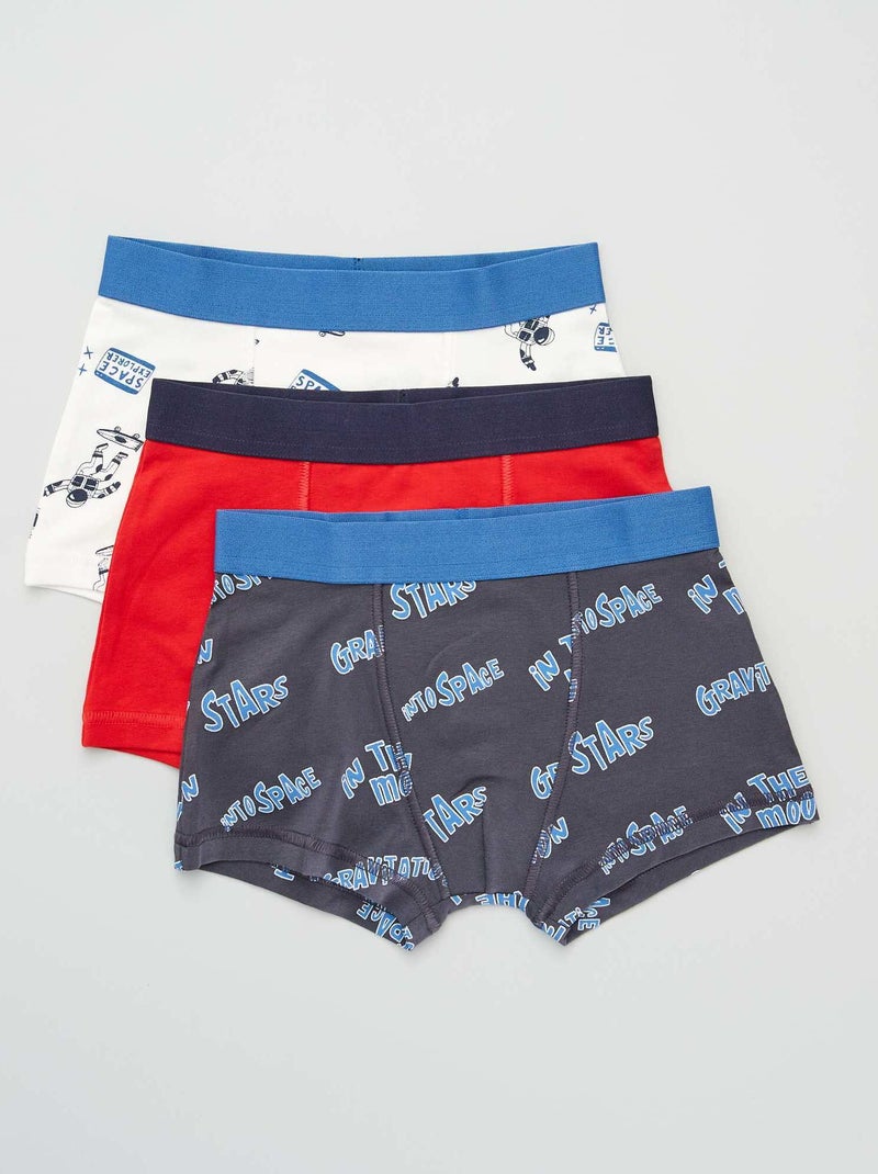 Lot de 3 boxers Rouge/bleu/blanc - Kiabi
