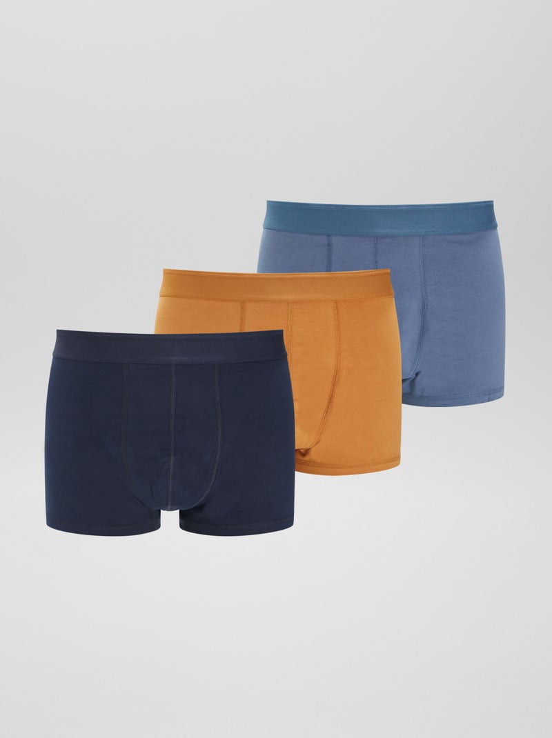 Lot de 3 boxers  size+ Bleu marine/bleu/ocre - Kiabi