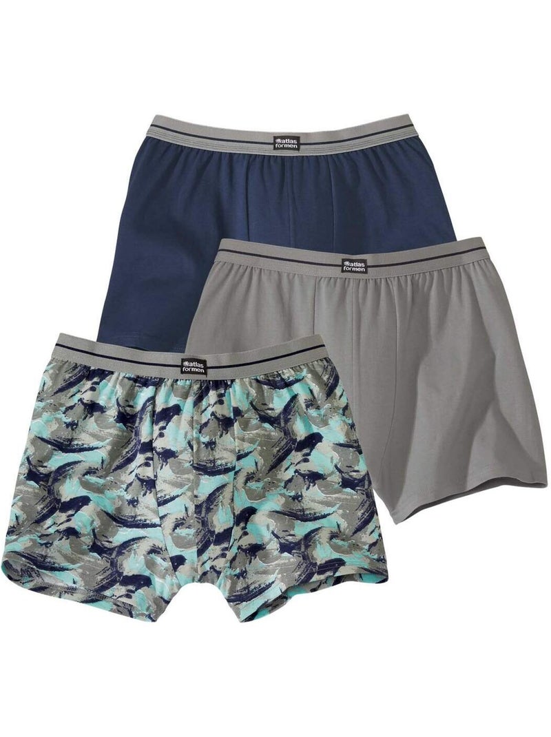 Lot de 3 boxers stretch  - atlas for men Gris Bleu - Kiabi