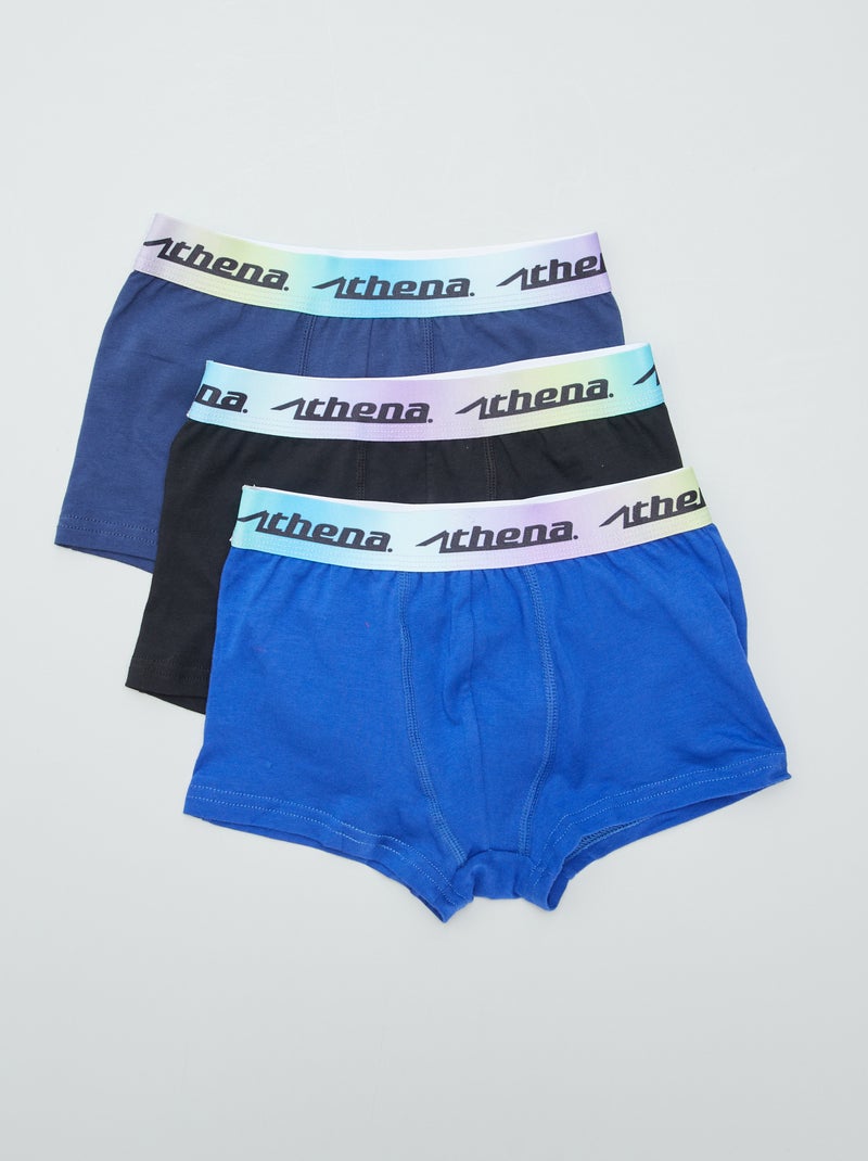Lot de 3 boxers stretch 'Athena' Bleu - Kiabi
