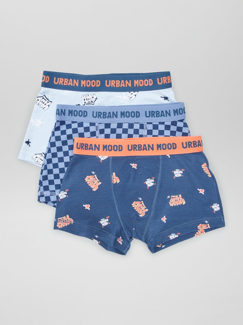 Lot de 3 boxers stretch Bleu - Kiabi
