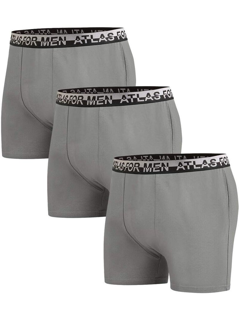 Lot de 3 Boxers Stretch Confort   - ATLAS FOR MEN Gris - Kiabi