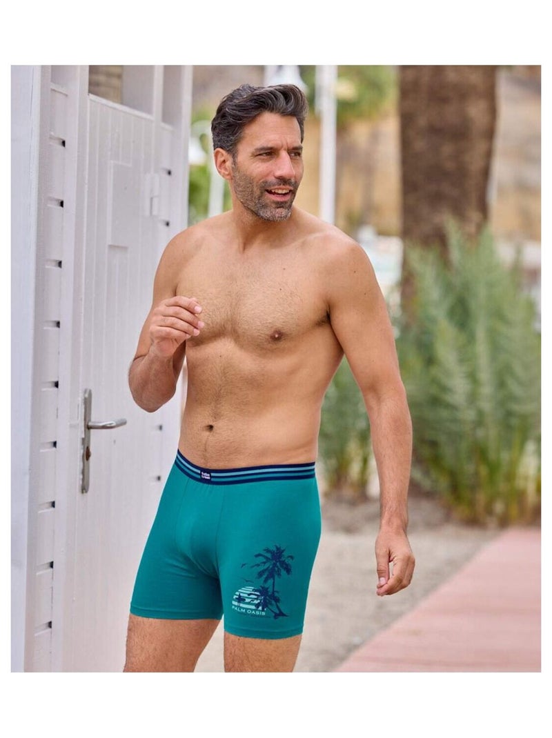 Lot de 3 Boxers Stretch Confort Summer  - ATLAS FOR MEN Bleu Bleu - Kiabi