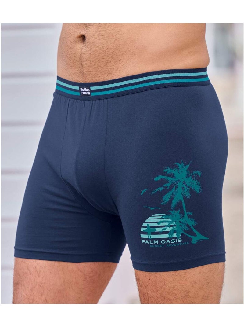 Lot de 3 Boxers Stretch Confort Summer  - ATLAS FOR MEN Bleu Bleu - Kiabi