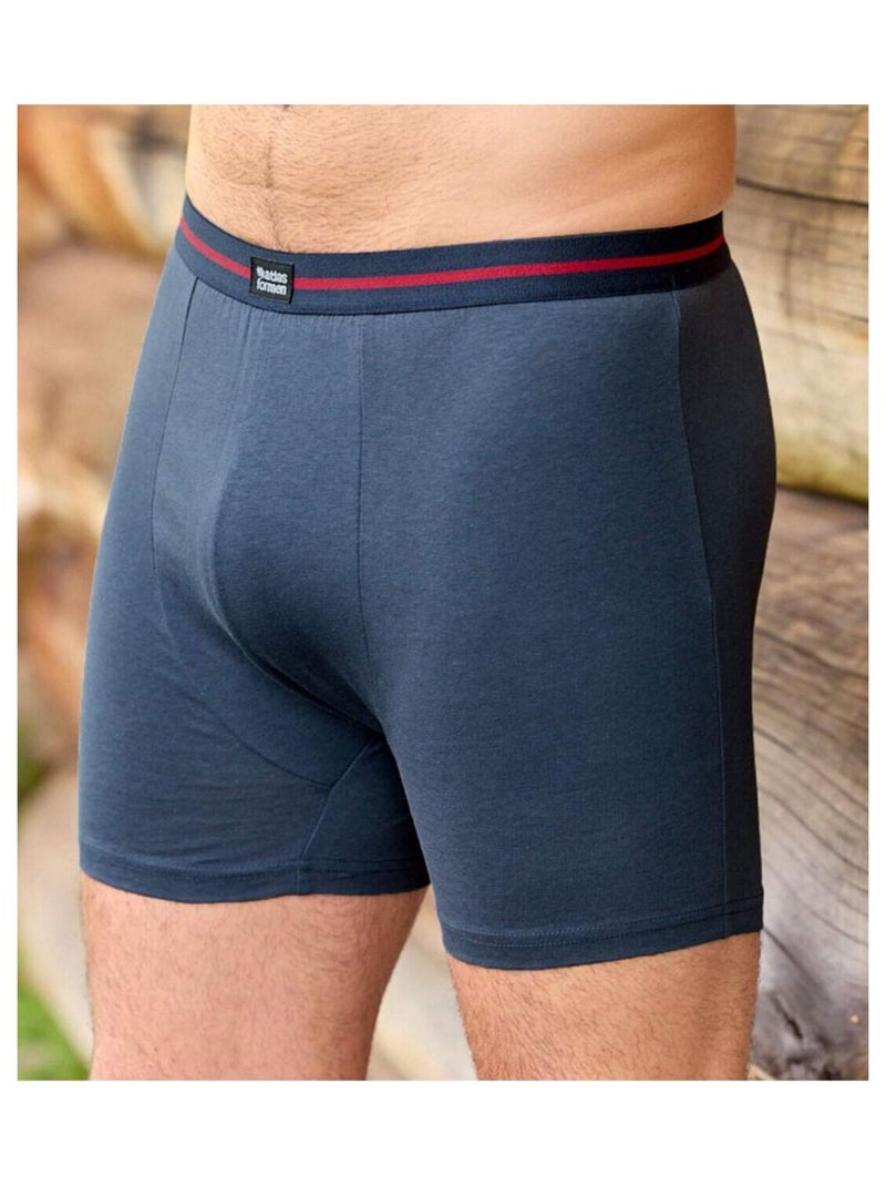 Lot de 3 Boxers Stretch Fantaisie   - ATLAS FOR MEN Bleu Bordeaux - Kiabi