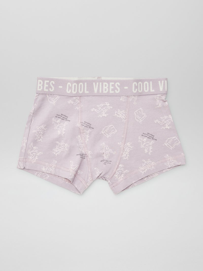 Lot de 3 boxers stretch Violet/vert - Kiabi