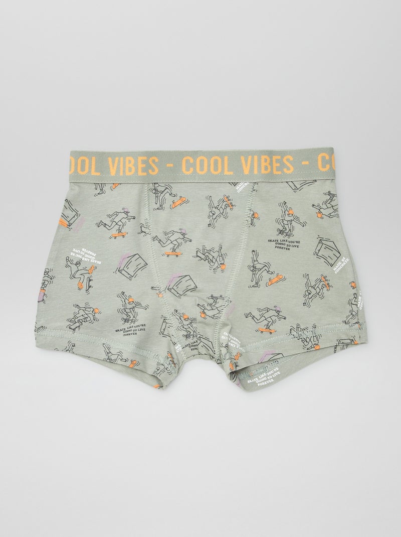 Lot de 3 boxers stretch Violet/vert - Kiabi