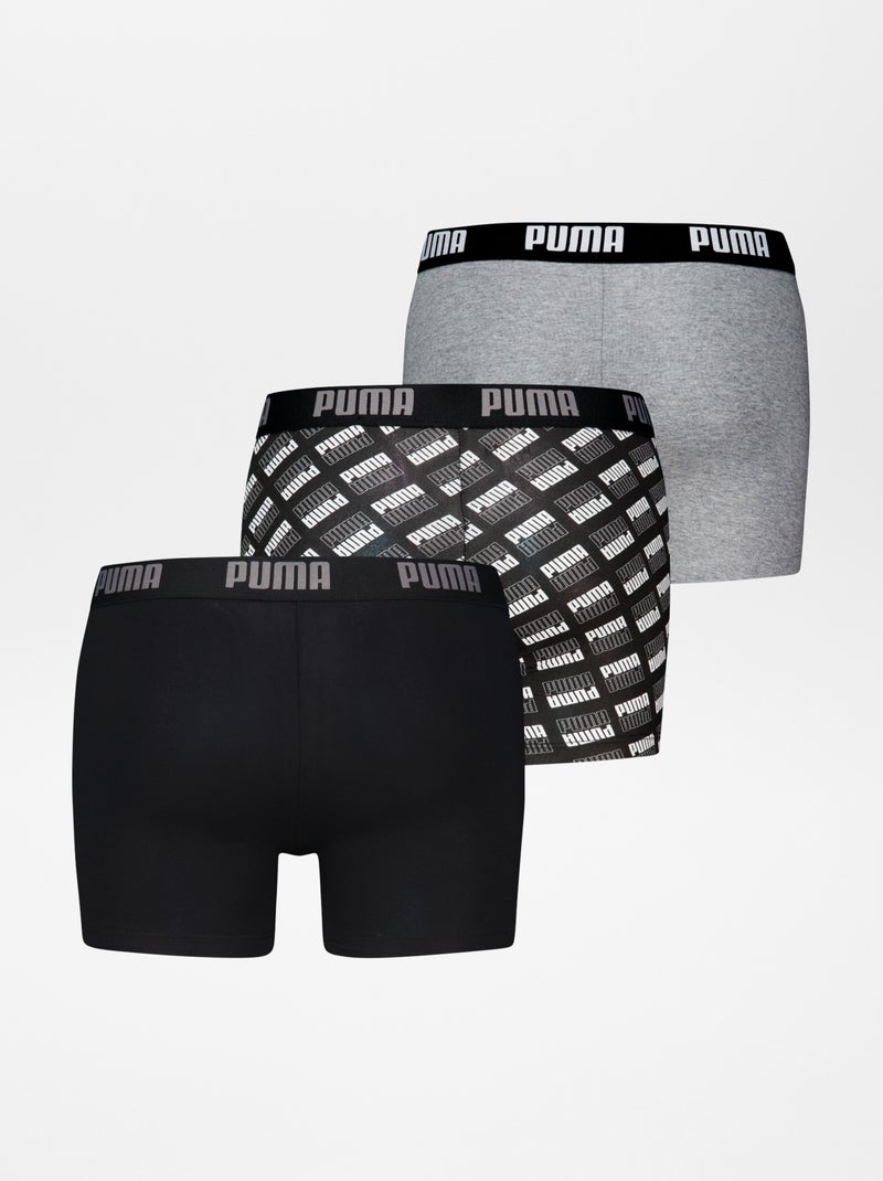 Lot de 3 boxers unis et imprimés 'Puma' Noir - Kiabi
