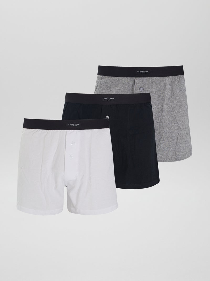 Lot de 3 boxers unis Gris/noir/blanc - Kiabi