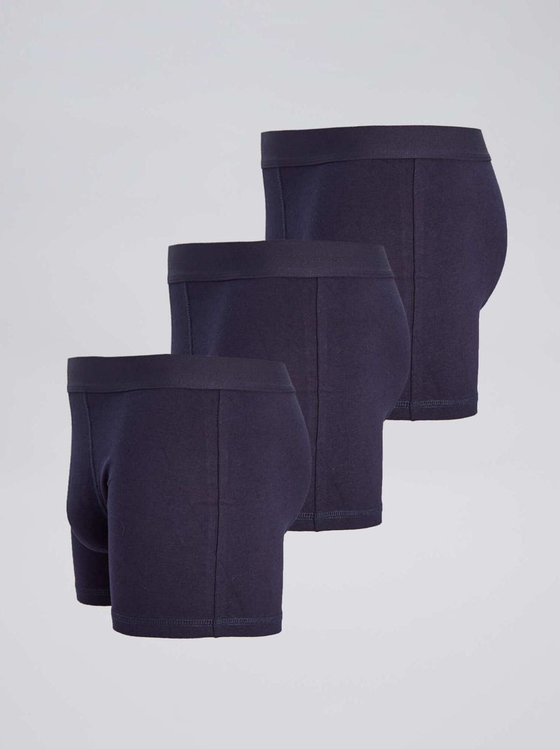Lot de 3 boxers unis marine - Kiabi