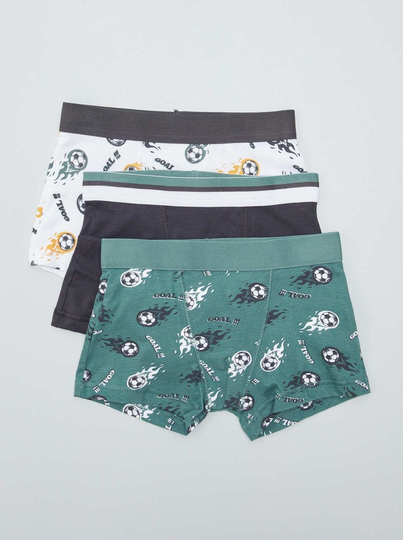 Lot de 3 boxers Vert/gris foncé/blanc - Kiabi