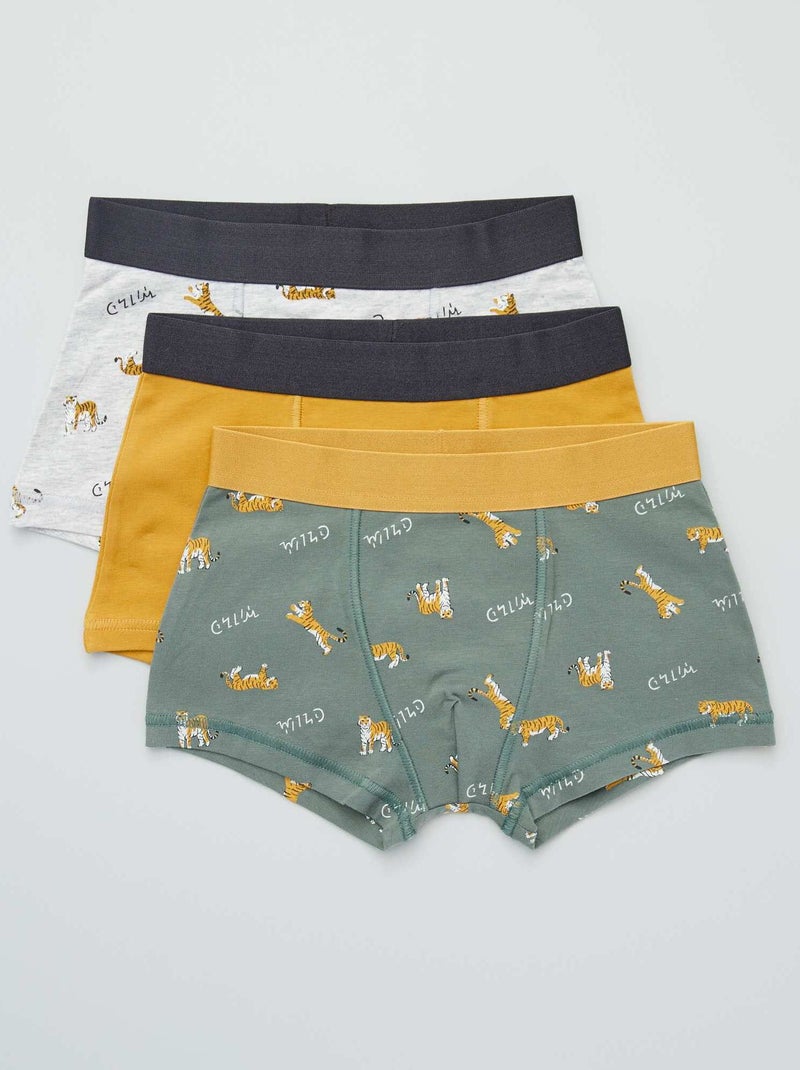 Lot de 3 boxers Vert/Jaune/Gris - Kiabi