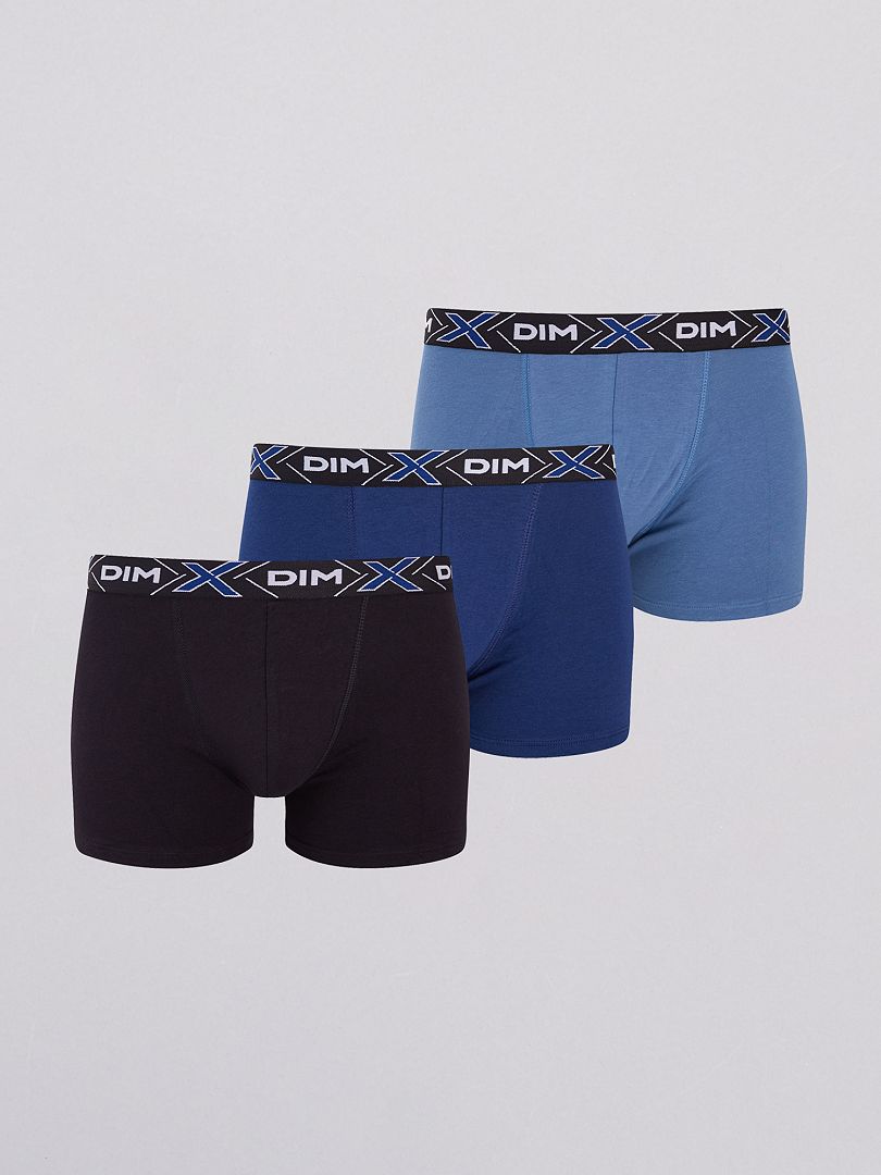 Lot de 3 boxers X temp classique 'DIM' bleu/marine/noir - Kiabi