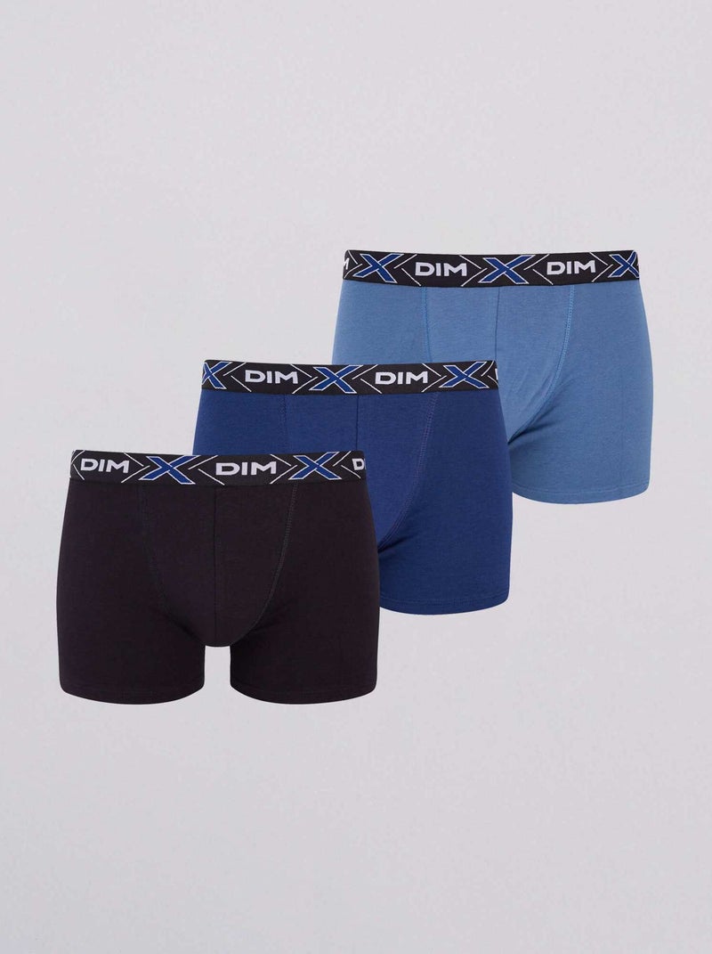 Lot de 3 boxers X temp classique 'DIM' bleu/marine/noir - Kiabi