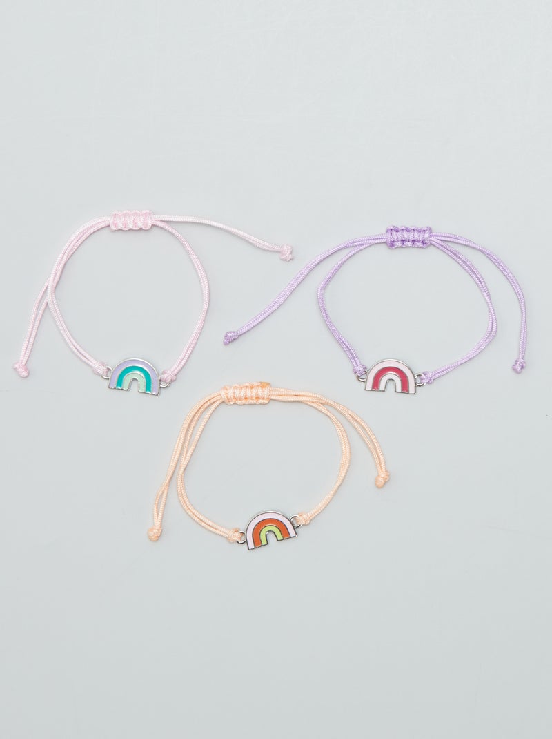 Lot de 3 bracelets 'arc-en-ciel' Rose/violet/orange - Kiabi