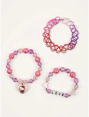 Lot de 3 bracelets fermoir bouton pression hello kitty sanrio