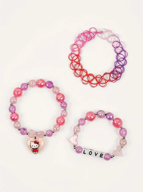 Lot de 3 bracelets fermoir bouton pression hello kitty sanrio - Kiabi Lot de 3 bracelets fermoir bouton pression hello kitty sanrio - Kiabi