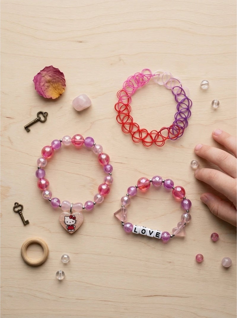 Lot de 3 bracelets fermoir bouton pression hello kitty sanrio Rose - Kiabi