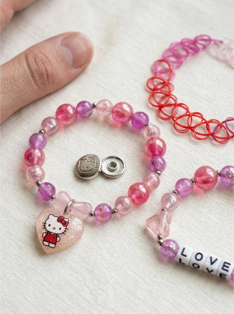 Lot de 3 bracelets fermoir bouton pression hello kitty sanrio Rose - Kiabi