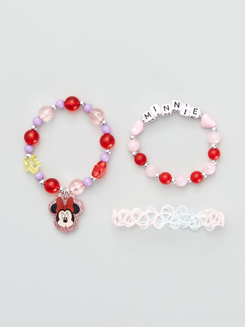 Lot de 3 bracelets 'Minnie' Rouge/rose/violet - Kiabi