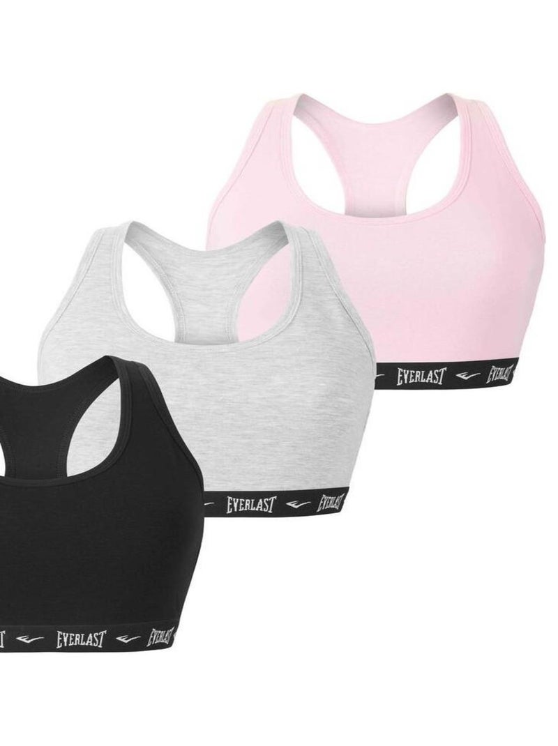 Lot de 3 Brassières coton femme Everlast Gris - Kiabi
