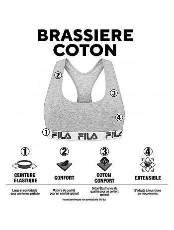 Lot de 3 Brassières coton femme Uni Fila